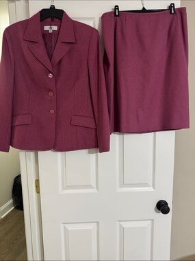 Le Suit Rose-Pink Blazer and Skirt Set